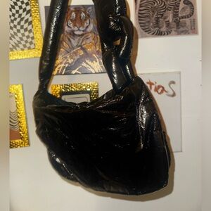 Top Shop Recycled Living Black Padded Handbag with Chain Strap